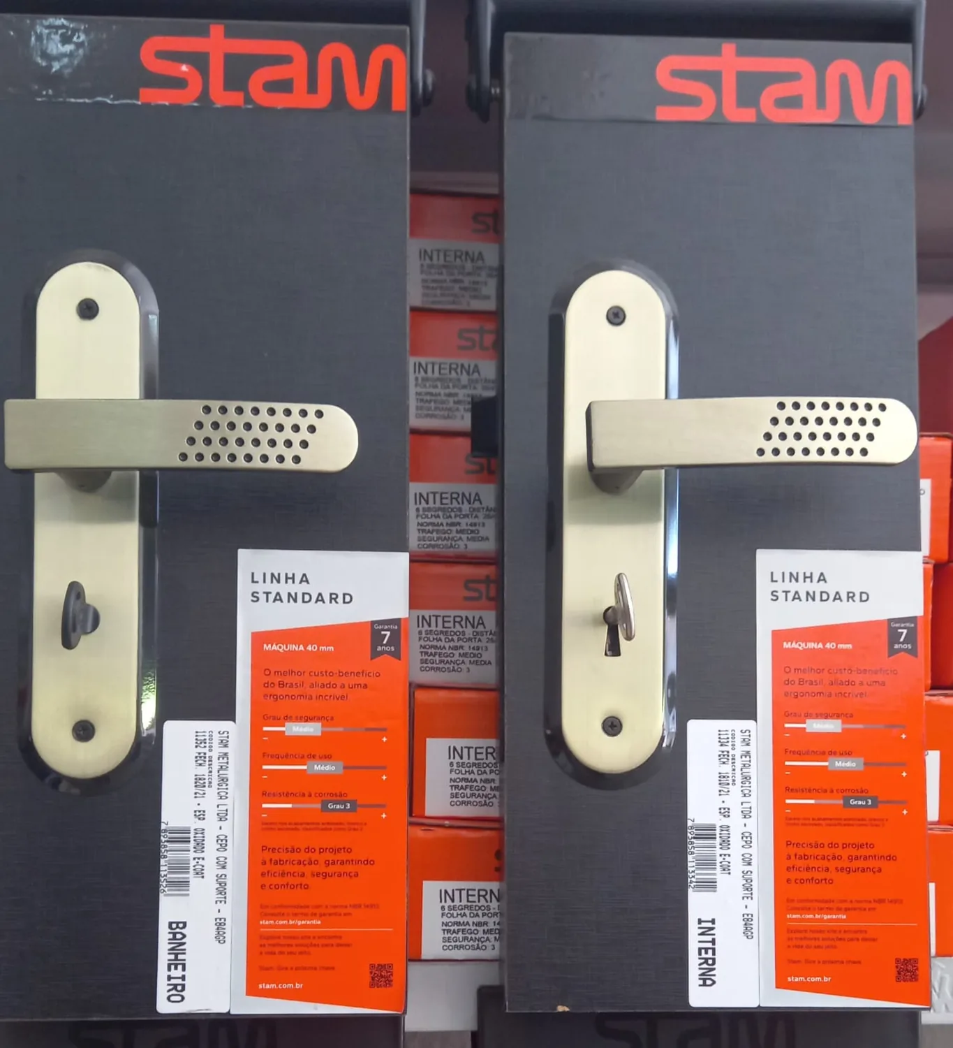 Fechaduras Stam com maçaneta perfurada